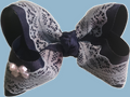 Navy & Light Blue Lace Boutique Hair Bow with Bow Embellishment