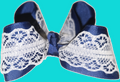 Navy & White Lace Boutique Hair Bow