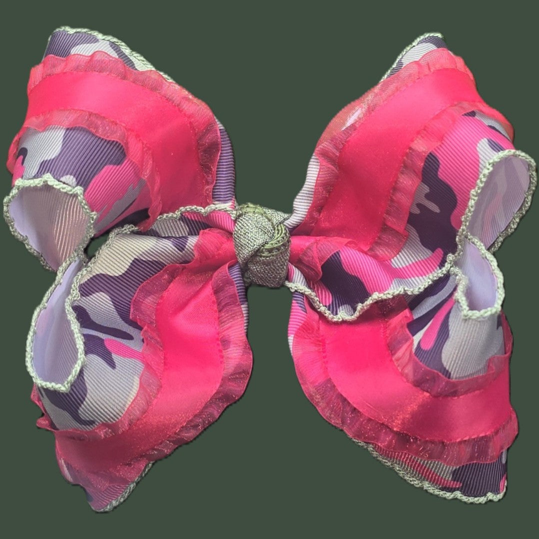 Pink Camo Boutique Ruffle Bow