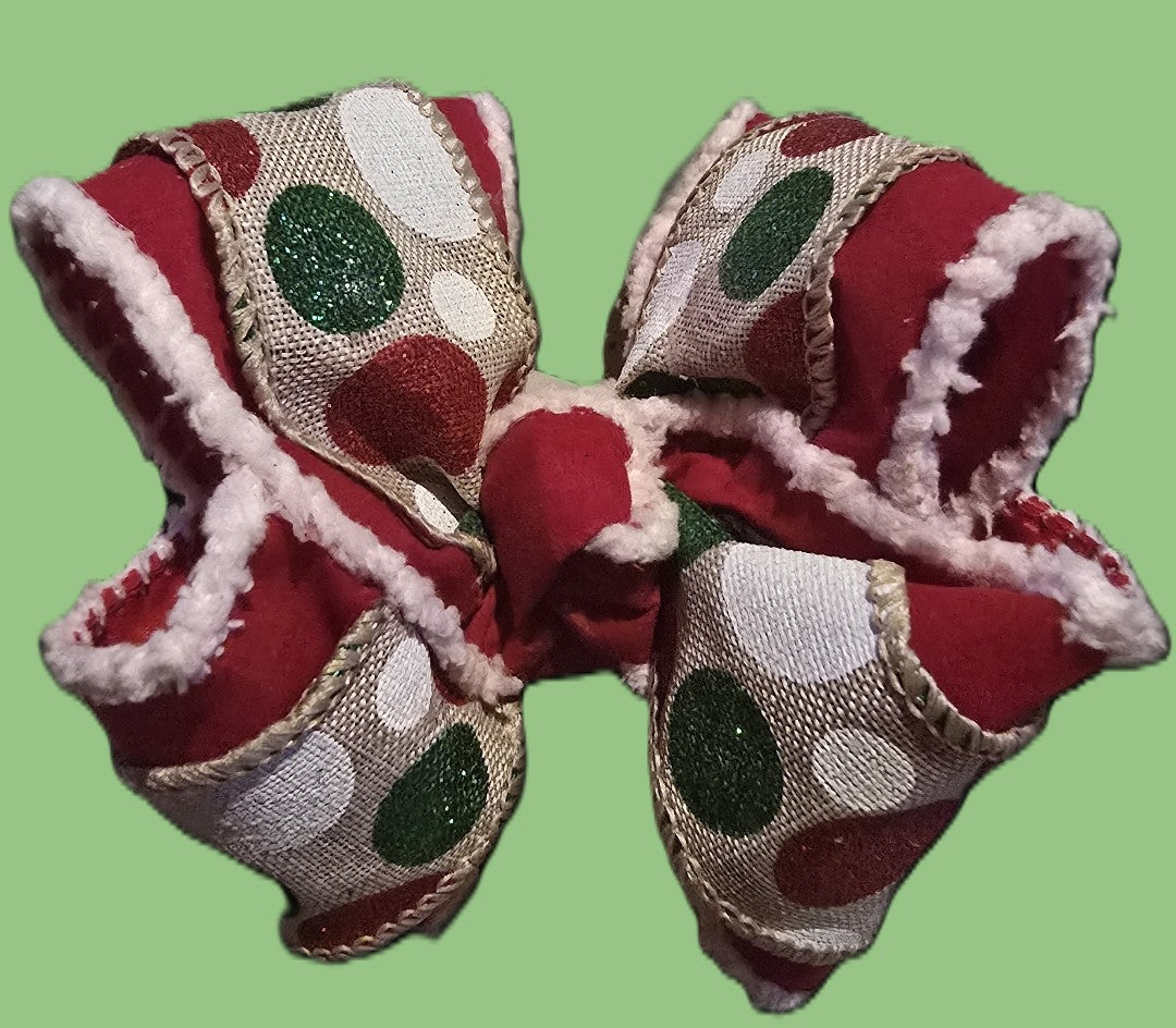 Red, Green & White Glitter Boutique Bow