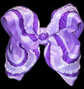 Purple Lilac Double Ruffle Satin Boutique Twisted Bow